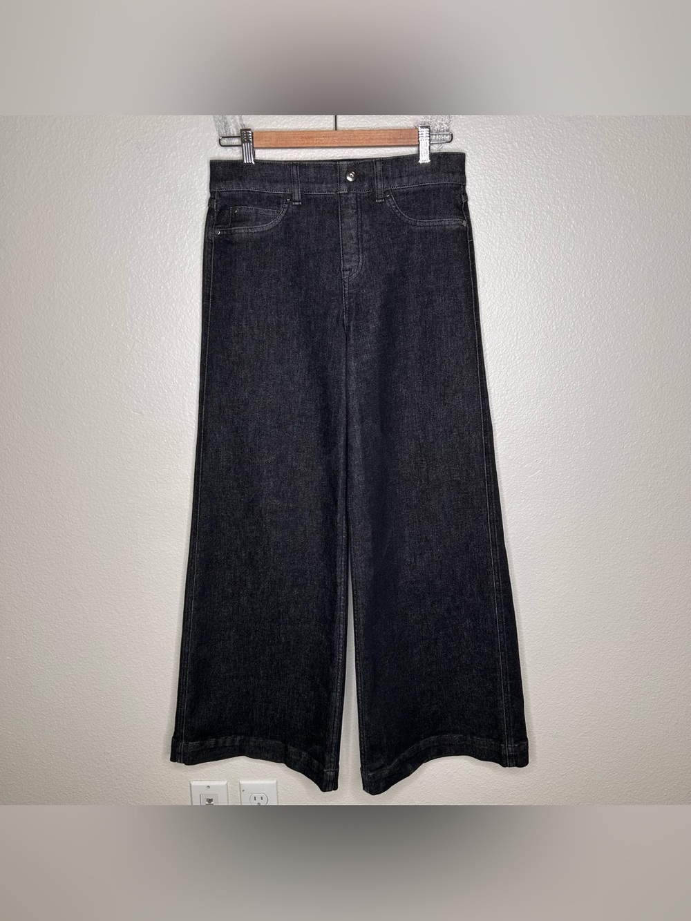 Spanx Wide Leg Denim jeans in Charcoal medium petite